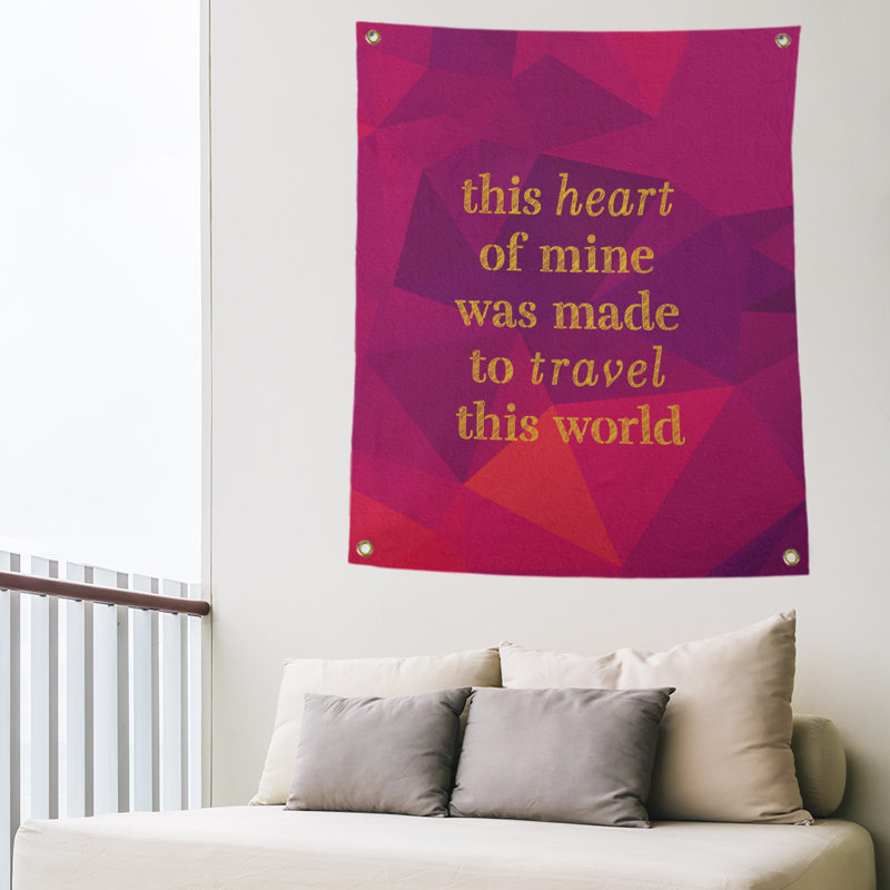 Polyester Tapestry, 36" H x 26" W, Rubellite/Gold