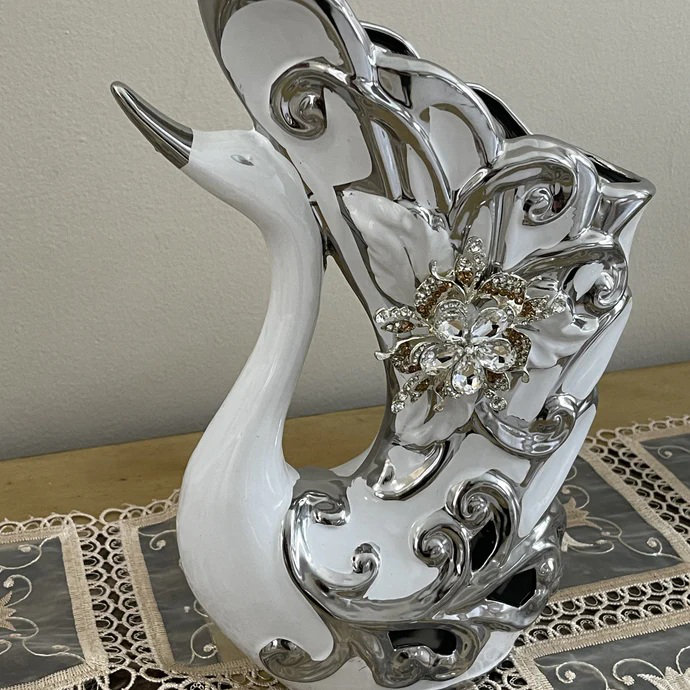 Swan Bling Vase, Silver