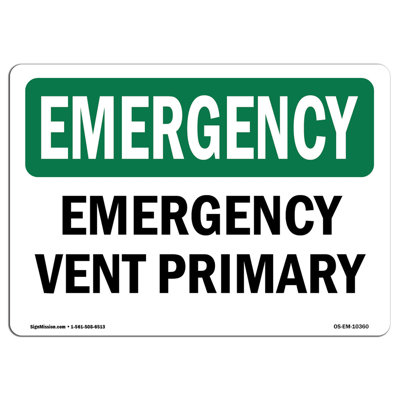 Vent Primary Aluminum Sign 12 x 18