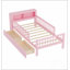 Lit simple avec rangement pour tête de lit, tiroirs sous le lit et garde-corps de sécurité pour le confort et l'organisation, rose-1497099016