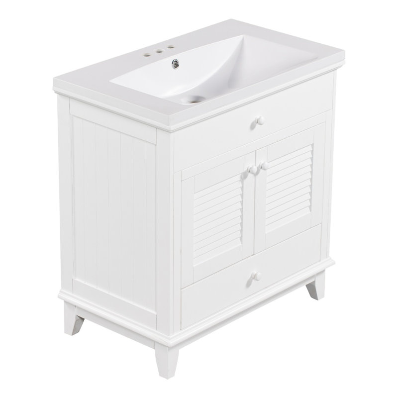 Meuble-lavabo 30 po avec lavabo, armoire de salle de bain avec 2 portes et 1 tiroir