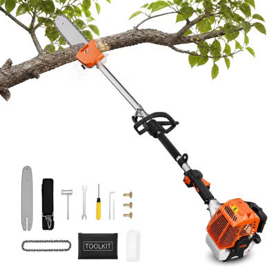 48CC Gas Powered Pole Saws,2-Stroke Gas Pole Saws for Tree Trimming with11.5in Cutting Bar, with Extendable Pole to Height Reachable 16 FT Chainsaw Tree Trimmer