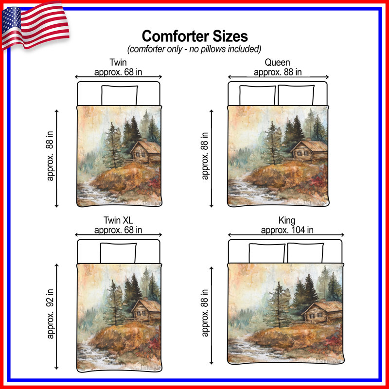 Rustic Cabin Forest Comforter, King