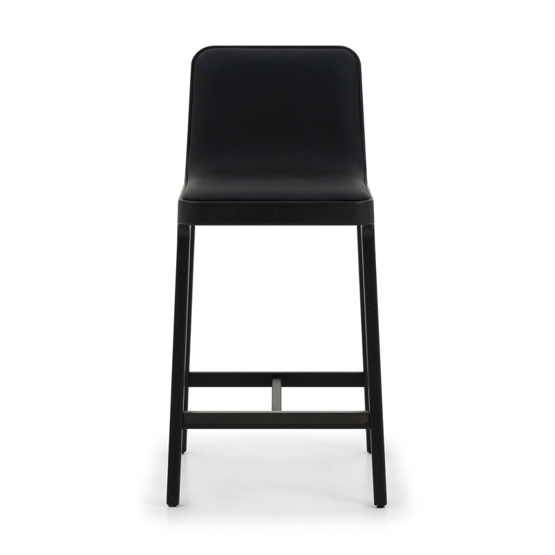 Florent Upholstered Stool with Solid Wood Frame, Matte Black/Midnight/Dark Bronze