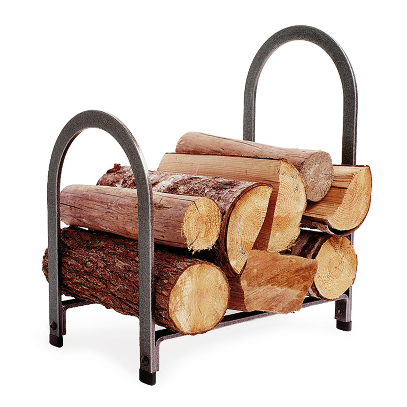 Handcrafted Offset Arch Fireplace Log Rack