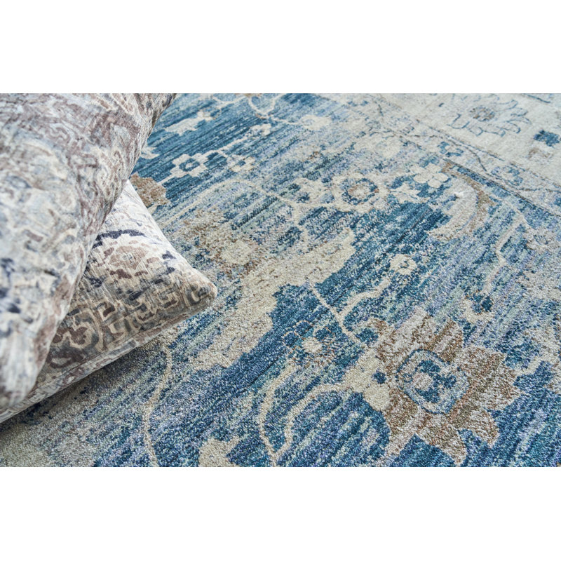 Vintage Looms Blue/Beige Polyester powerloom Area Rug, Rectangle 14' x 18'