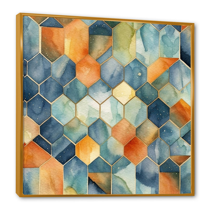Réflexions apaisantes scandinaves - reproductions d'art mural scandinaves, Cadre flottant doré, H 16 po x l 16 po x P 1 po