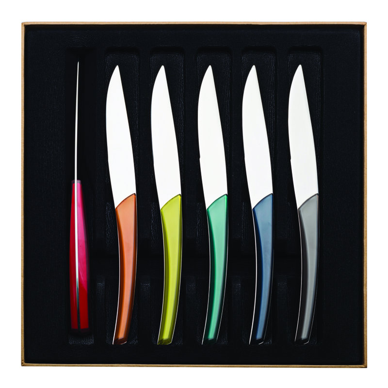 Quame 6 - Piece Stainless Steel, Yellow/Blue/Red