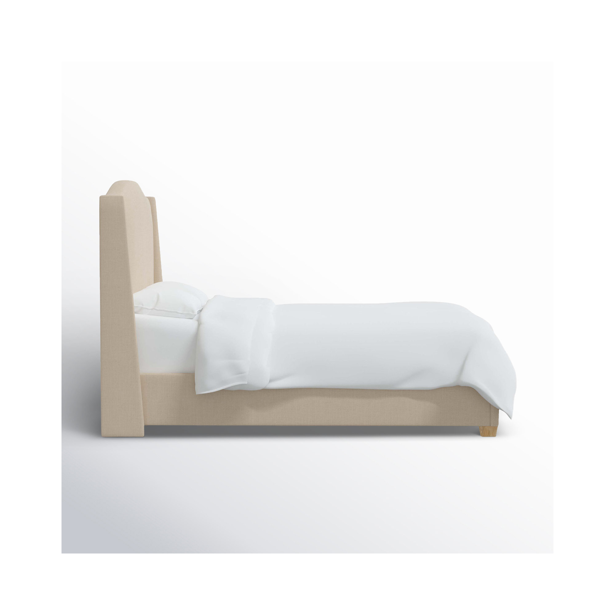 Allis Upholstered Wingback Bed, Full, Classic Linen Linen