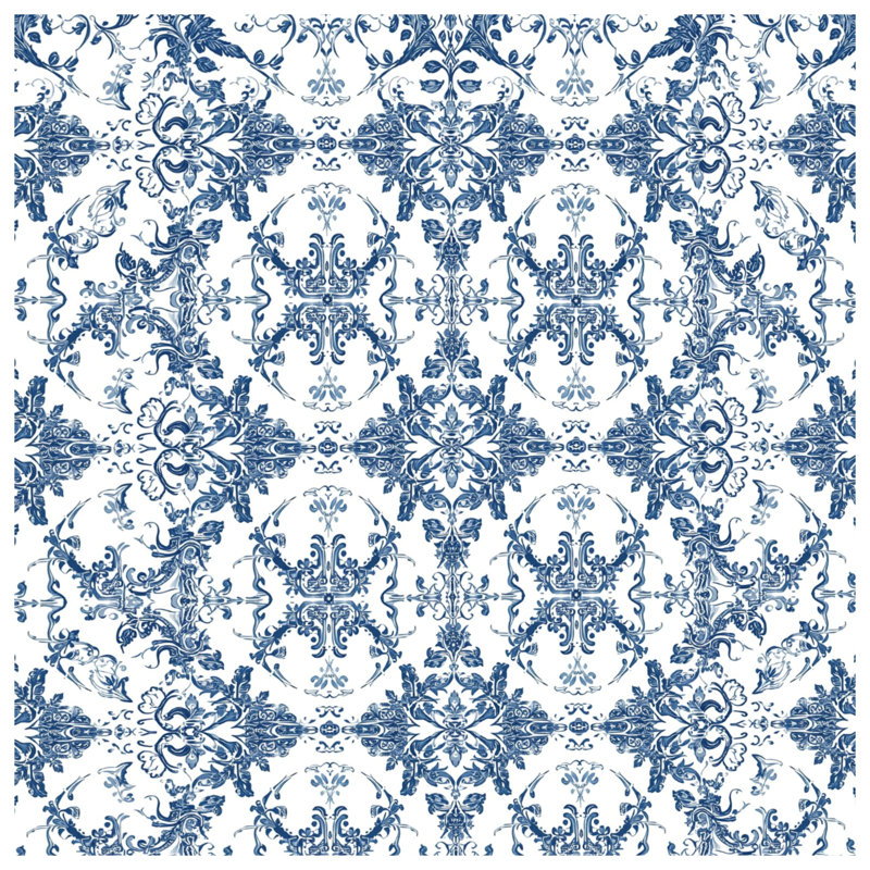 Couvertures damassées bleues complexes, L 50 po x H 60 po