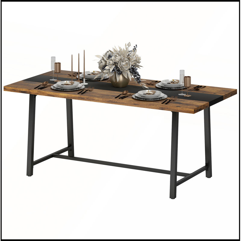 Table de salle à manger 70,9 "industrielle avec grand plateau pour 8 personnes