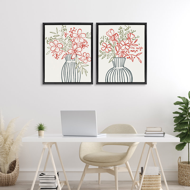 Ensemble de 2 cadres flottants Botanical Outline Simplicity, design par Aria K., Cadre flottant noir de jais