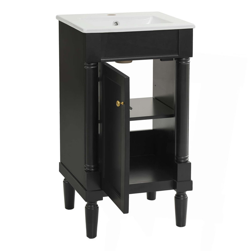 Armoire de salle de bain de style français 18 po avec rangement, tablette réglable, charnières à fermeture douce, Noir
