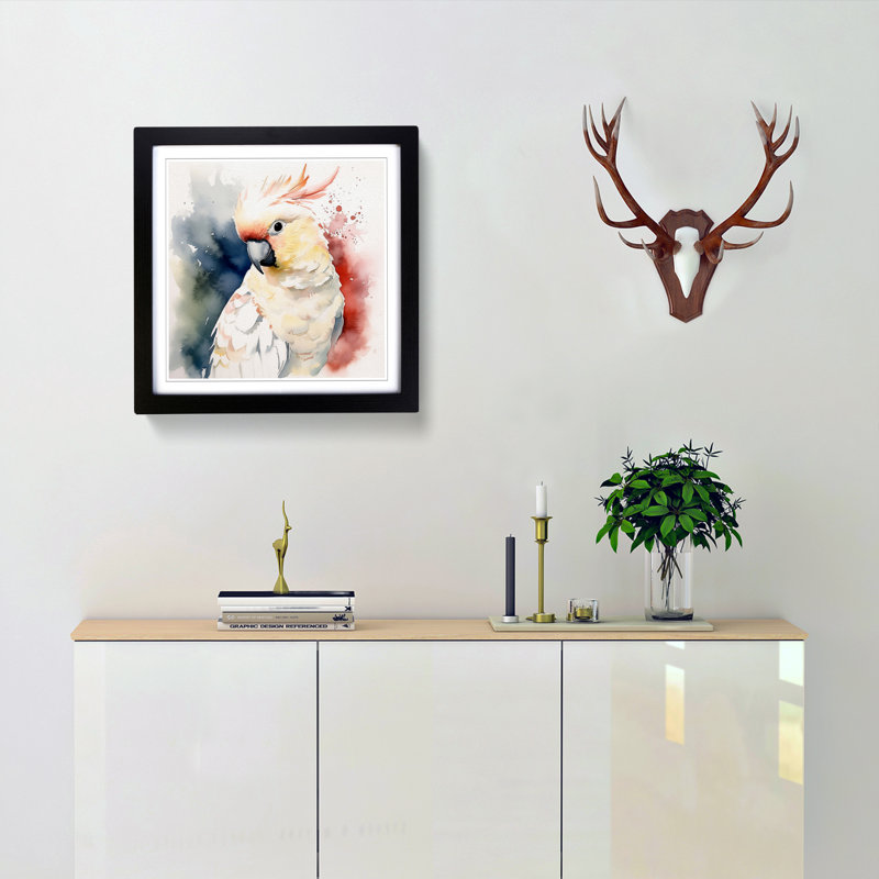 Cockatoo Watercolour - Framed Print, Black
