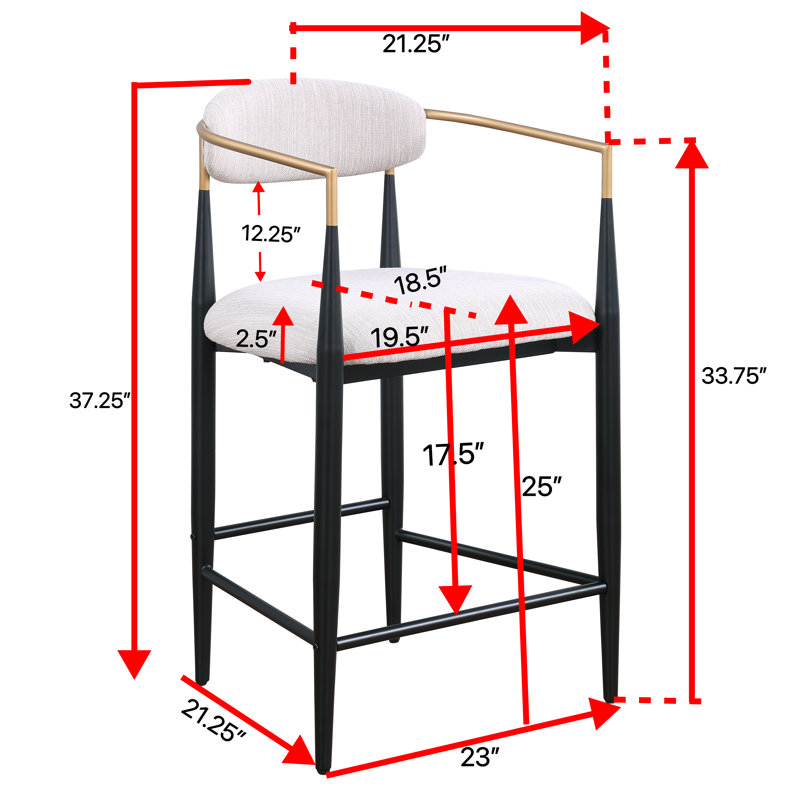 Tabouret de comptoir rembourré 25 po Alexander (ensemble de 2)