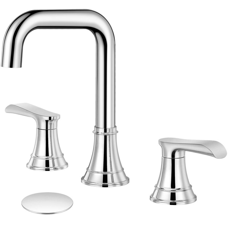 HGN Chrome 8 inches 3 Holes Bathroom Faucet, 2 Handle Bathroom Sink Faucets with Pop-up Drain, Chrome