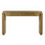 Table d'entrée avec finition grain de bois naturel, console avec conception cannelée, plateau ovale et 2 tiroirs pour l'entrée et le salon-201568556