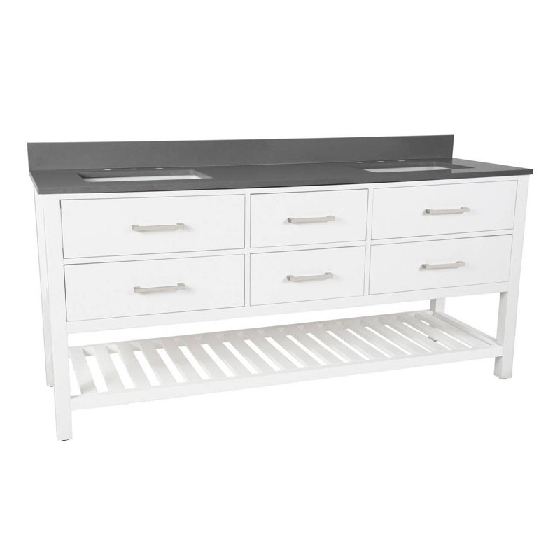 Ensemble de meuble-lavabo double l 72 po x P 22 po x H 34 po, Blanc