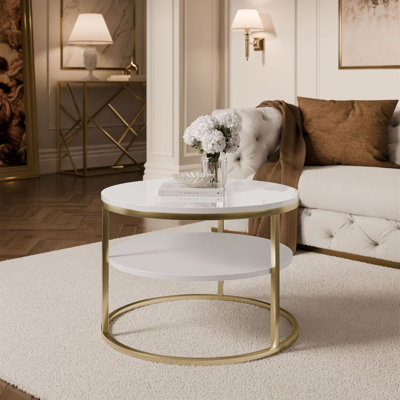 CIRI SLIM Round Coffee Table with Shelf