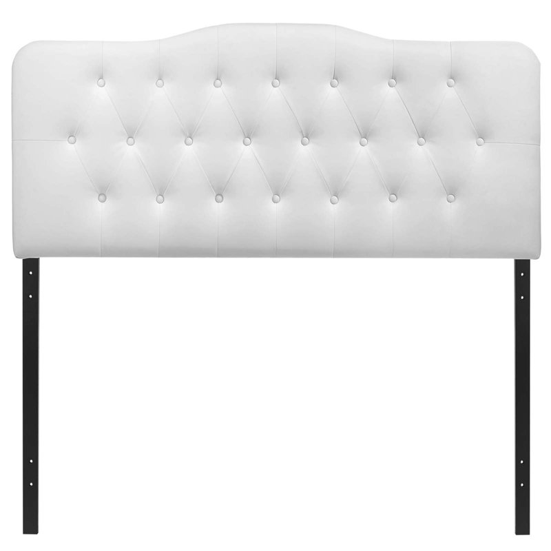 Annabel White Faux Leather Queen Tufted Headboard