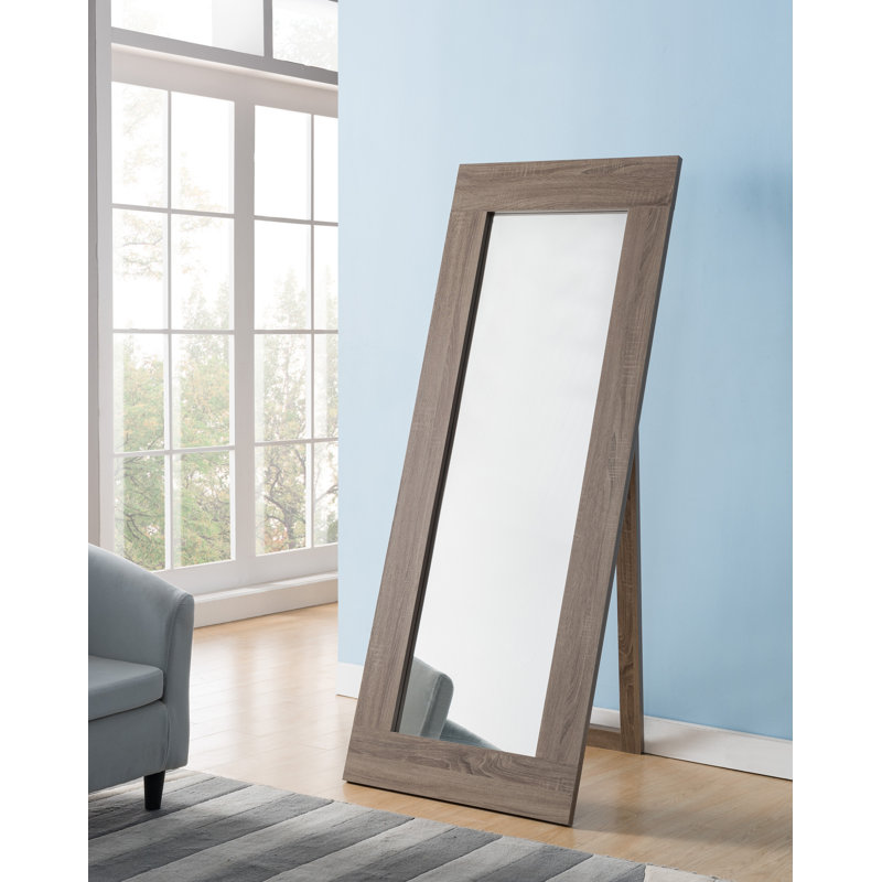 Engleside Wood Flat Floor Mirror, Dark Taupe