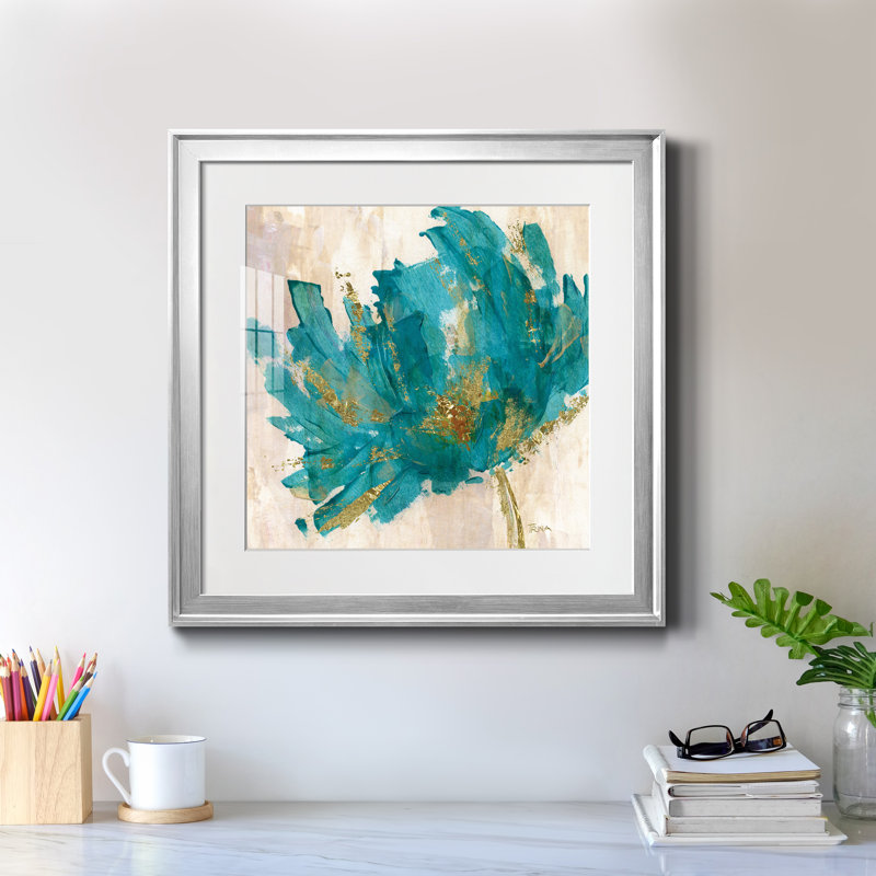 Infusion bleue II - Cadre photo, reproduction d'art sur papier, Papier avec cadre argenté, H 17,5 po x l 17,5 po x P 1,5 po