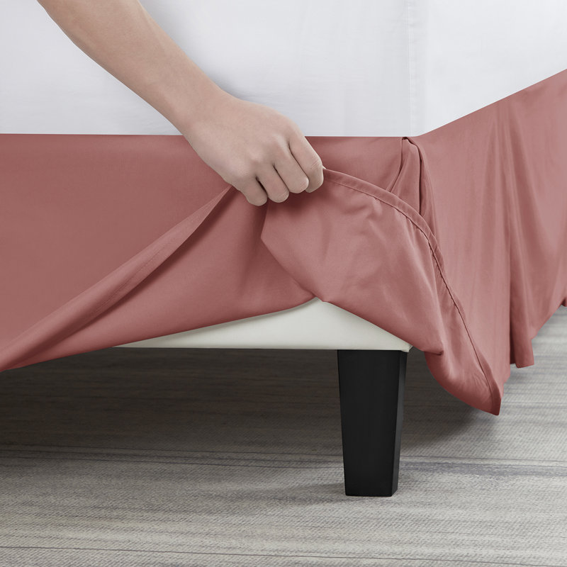 Luxury Pleated 14" Bed Skirt, Full XL, Pink Clay