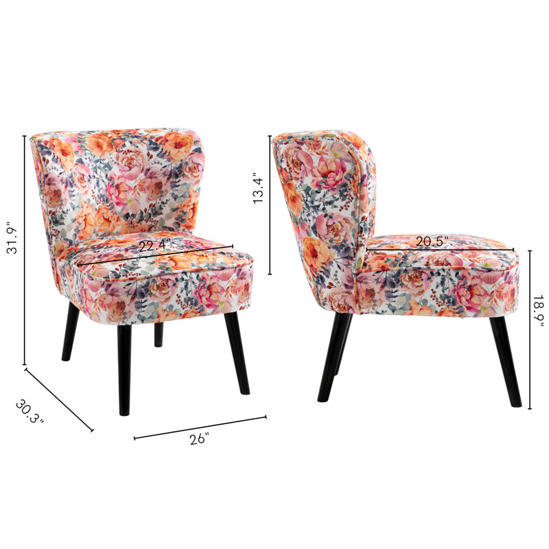 Chaise d'appoint Deandrick, 100 % polyester à motif floral