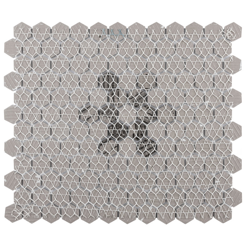 Metro 1" Hex Matte White with Snowflake 10-1/4" x 11-7/8" Porcelain Mosaic Tile