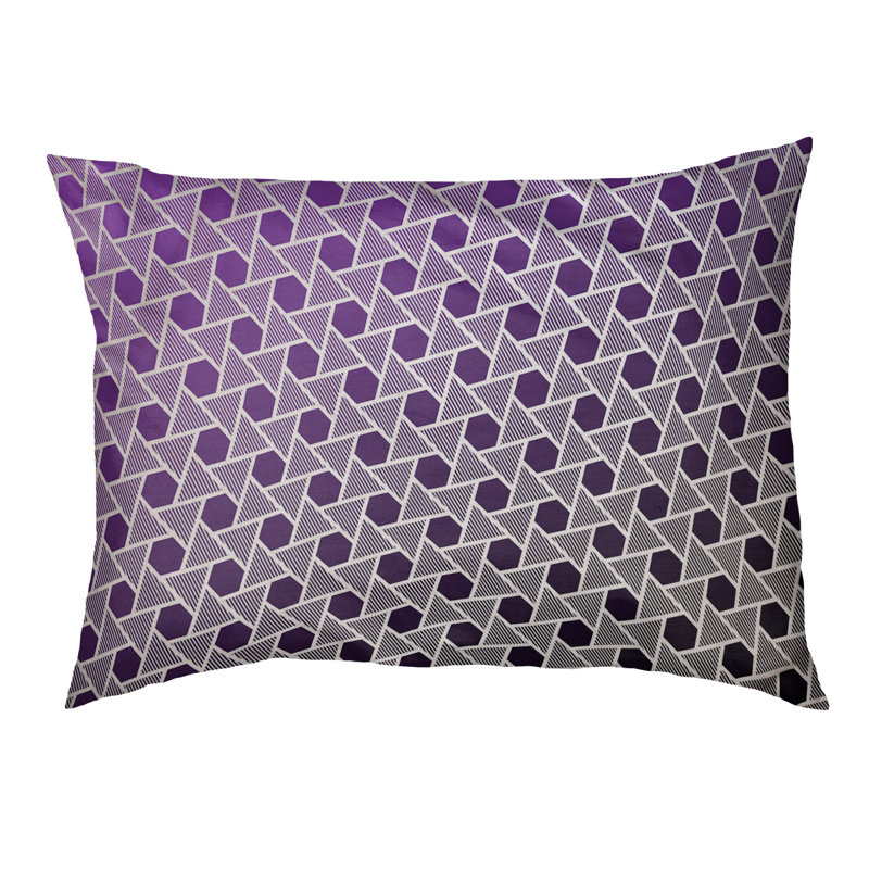 Coussin décoratif à triangles hexagonaux Rainbow, Petit (L 18 po x l 28 po), Noir/mauve, Utilisation intérieure / extérieure