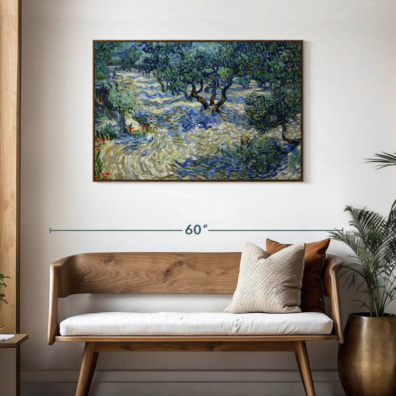 Olive Orchard 1889, Cadre flottant noyer, 43 po x 29 po