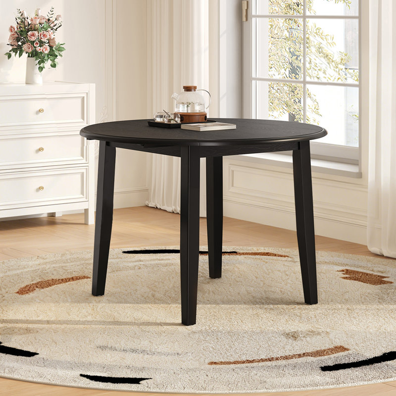 Extendable Round Dining Table, Black