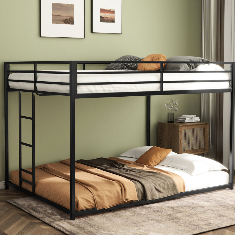 Lit superposé carré classique en métal classique, convient aux chambres d'amis, design, interchangeable, adultes en métal sans sommier, sommier peu encombrant, repos confortable