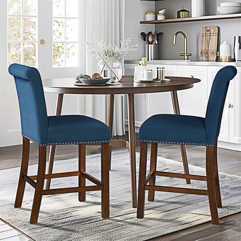 Chaise de comptoir rembourrée (ensemble de 2), Bleu