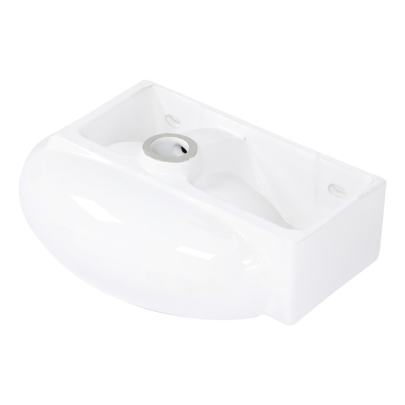 Bathroom Sink Wall Mount, 16x11 Inch Ceramic, White, Stain , Functional Ceramic Mount Sink, Installation Instructions Provided