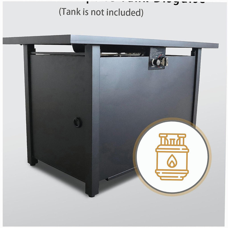Foyer de table extérieur en acier de 25 po x l 42 po avec couvercle