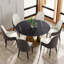 Table de salle à manger 53 po ronde en marbre avec base en fer bronze, marbre artificiel pour 6 personnes, table de salle à manger / cuisine de salle à manger, blanc (table de salle à manger seulement)-1994256289