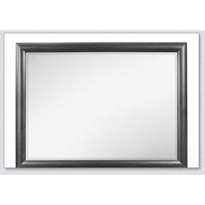 CIVIC MIRROR With Elegant Grey Finish And Wood Trim For Modern Bedroom Decor