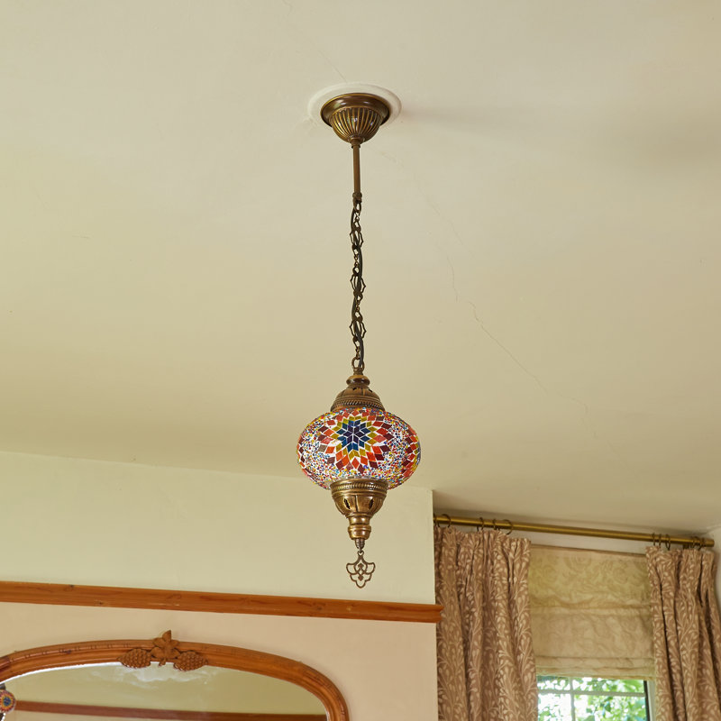 Karlie 1 - Light Antique Bronze Sphere Pendant, Fireball