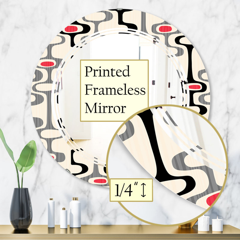 Miroir mural sans cadre abstrait, H 31,5 po x l po