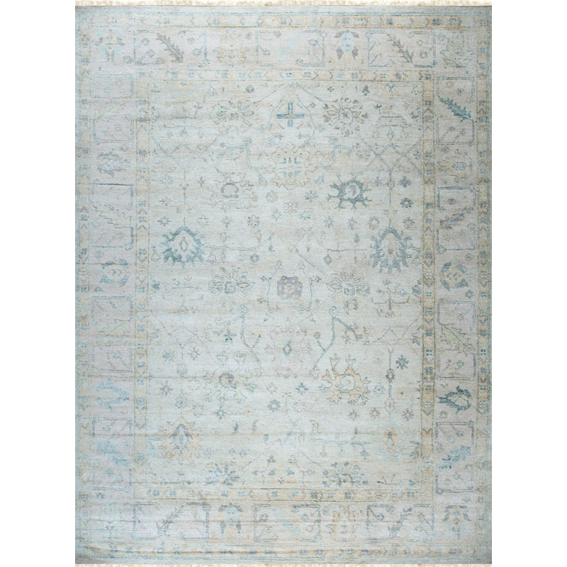 Elena Para Ivory Hand Knotted Silk Rug 10'0" x 15'0", 10'0" x 15'0"