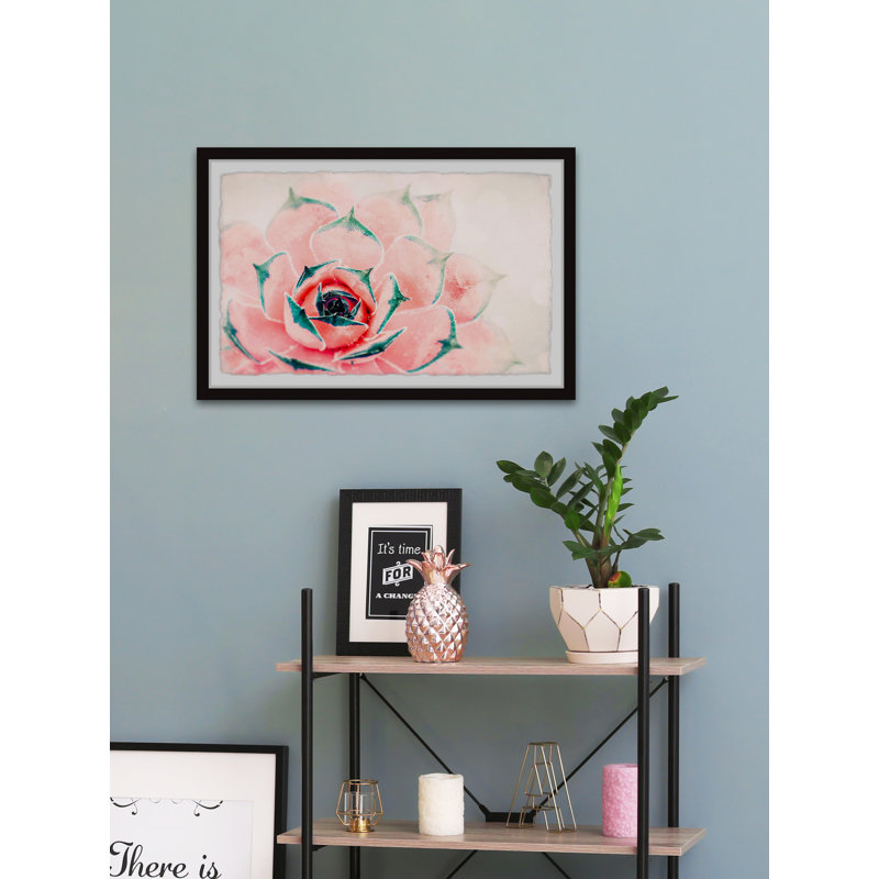Bright Pink Cactus - Single Picture Frame Painting, 20 cm H x 30 cm W