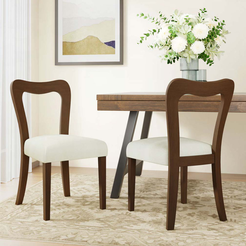 Chaises de salle à manger Alaric, Marron foncé, Beige