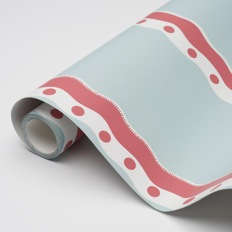 Papier peint à rayures Rousseau, Rouge / ciel