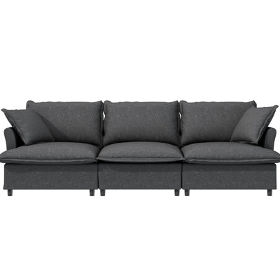 3 Seat Modular Living Room Couch - Chenille Material, Comfortable Seating Sectional Wood Construction, Fabric, Versatile Interior Design