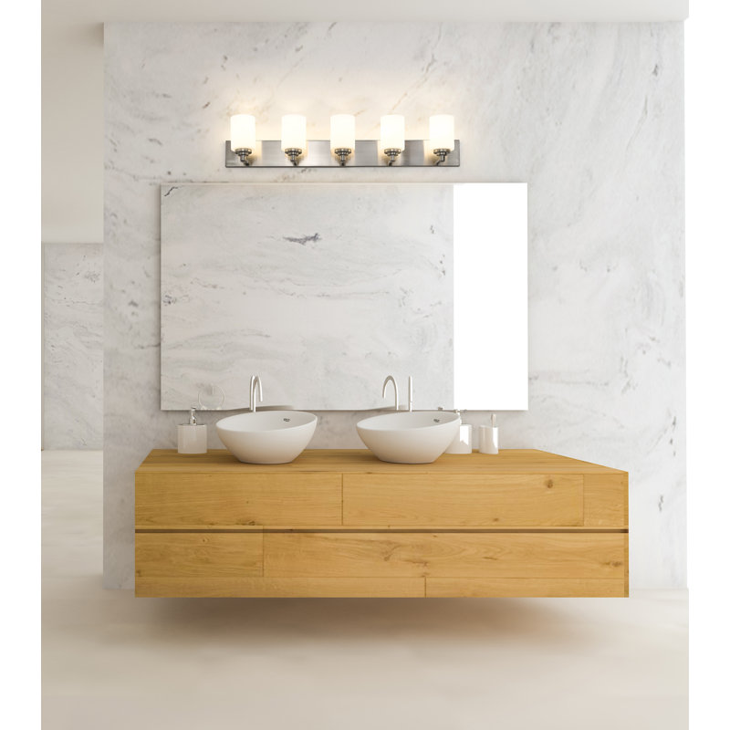 Éclairage pour meuble-lavabo à 5 lumières à intensité variable PASCALE, Nickel brossé