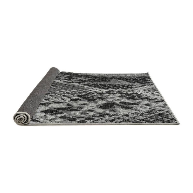 Tapis noir / gris à imprimé animal, Rond 4 pi
