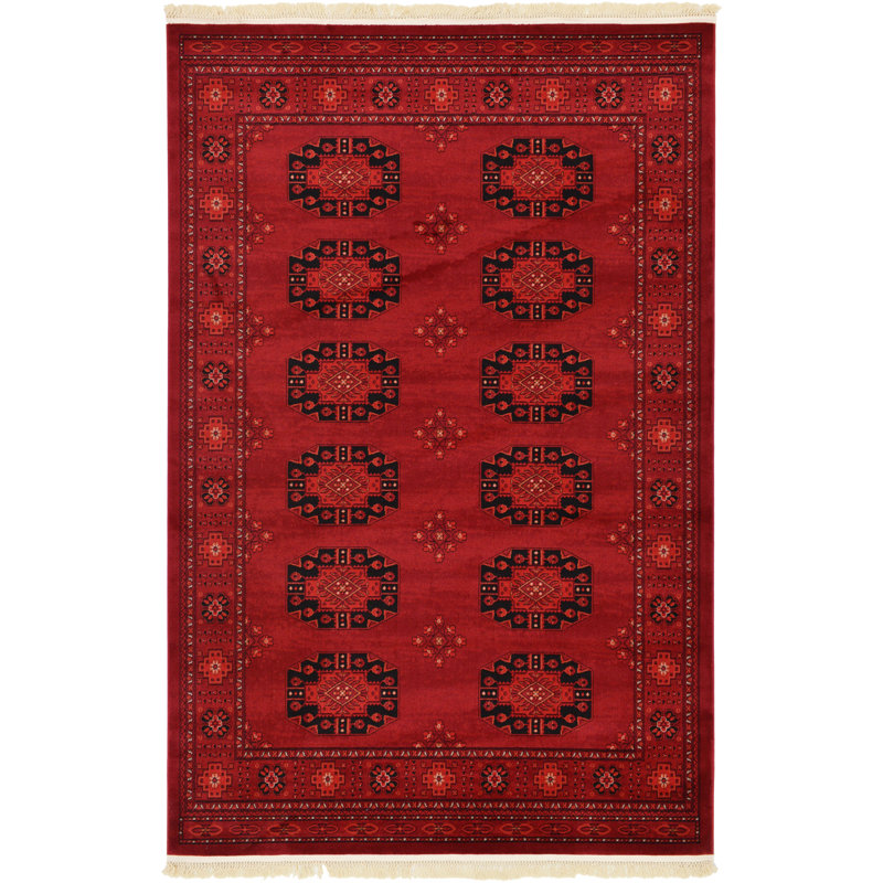 Tapis oriental rouge Amro, Rectangle 4 pi 1 po x 6 pi 1 po