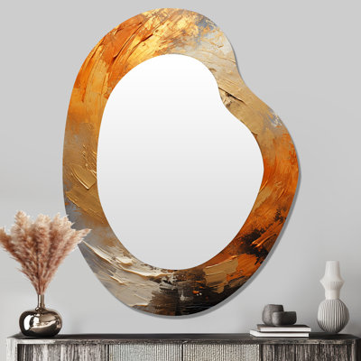 Miroir décoratif en forme de spirale abstraite dorée et orange