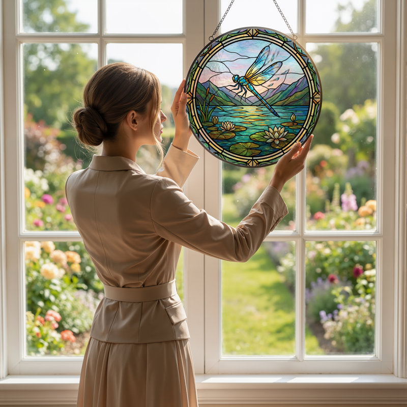 Vitrail de fenêtre en verre coloré 7,8 po H, H 7,8 po x l 7,8 po